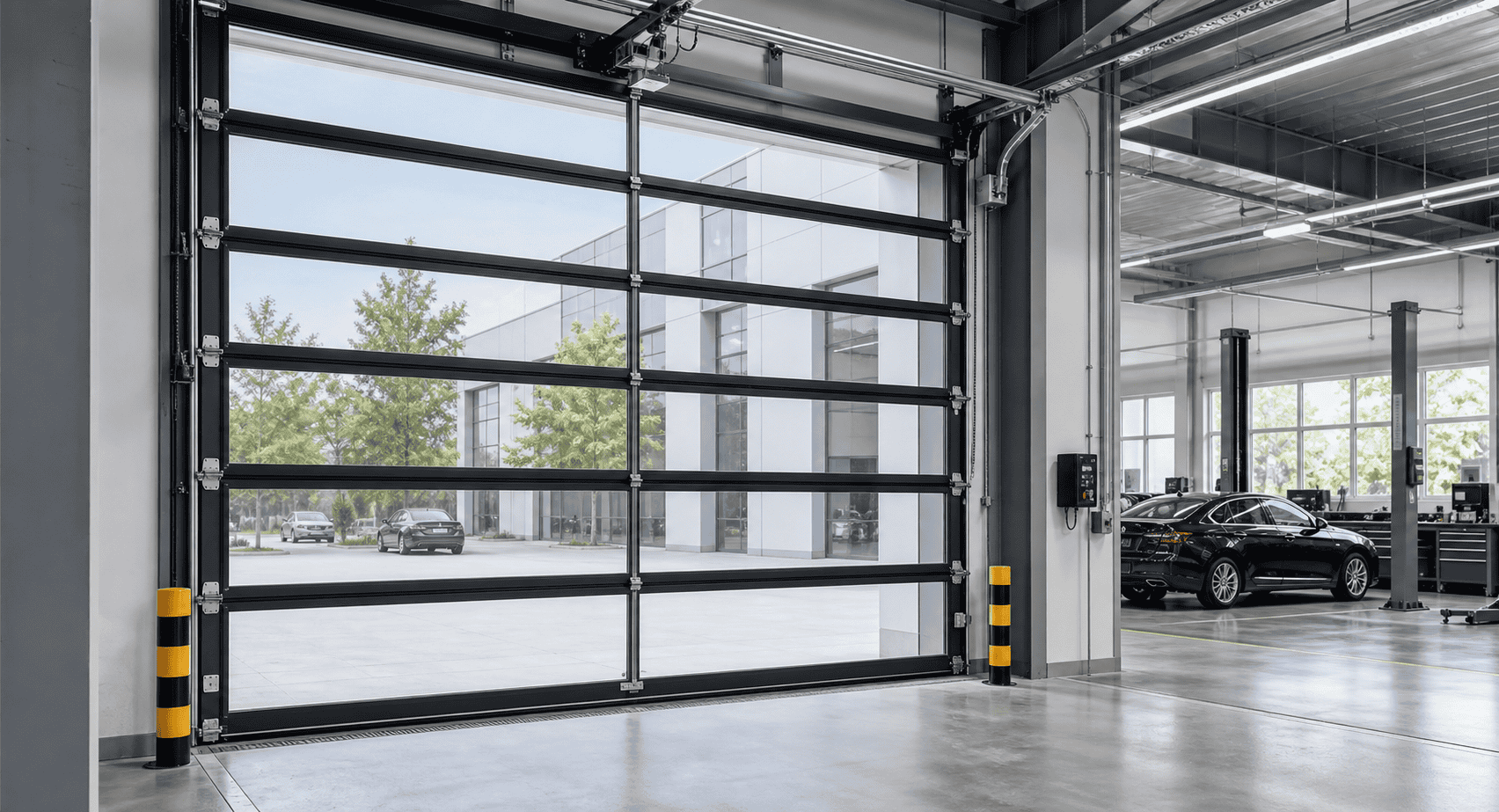 SEPPES full vision aluminum sectional door for automotive service center