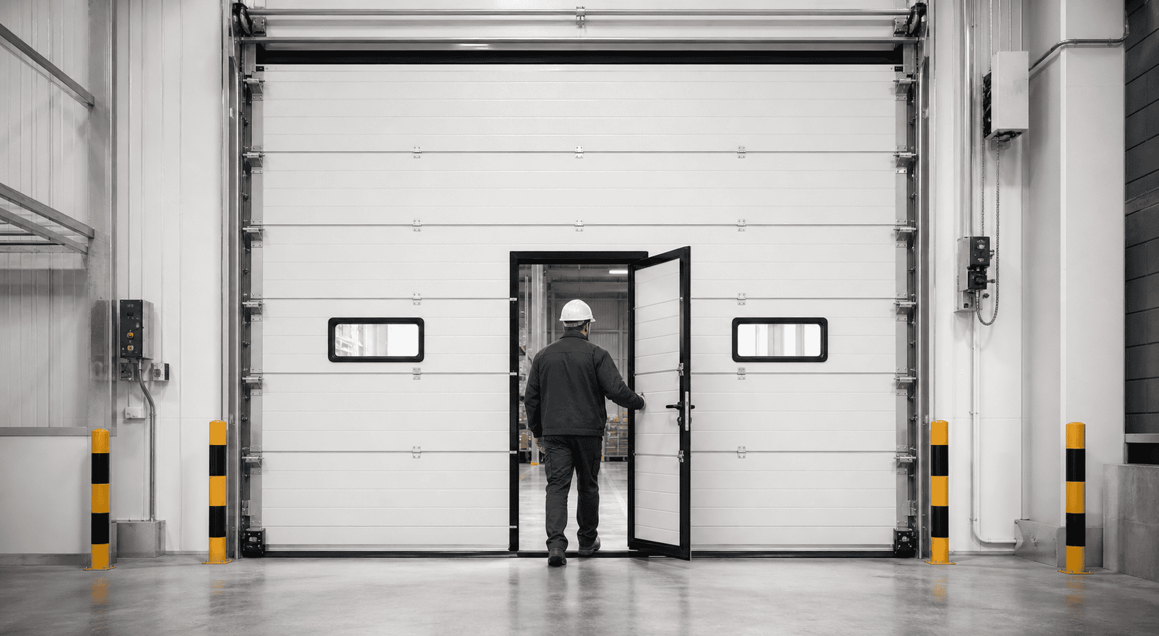 Sektionaltor mit Personentür zur Reduzierung der Häufigkeit des vollständigen Toröffnens