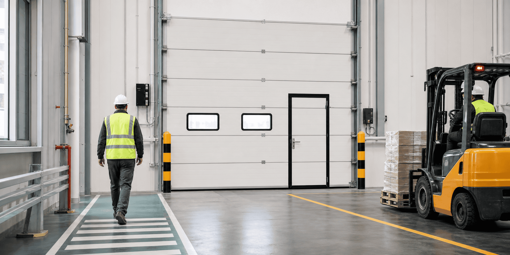 Industrielle Eingangsplanung für Sektionaltor mit Personenverkehr