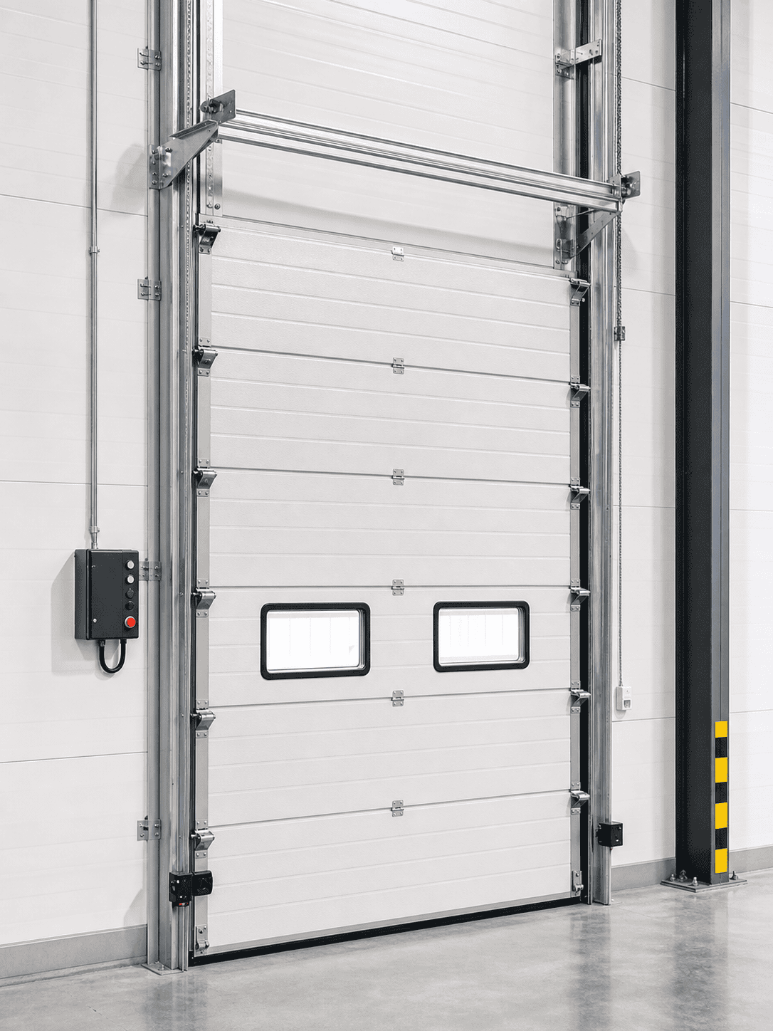 Puerta seccional de elevación vertical personalizada con paneles aislados y accesorios de seguridad
