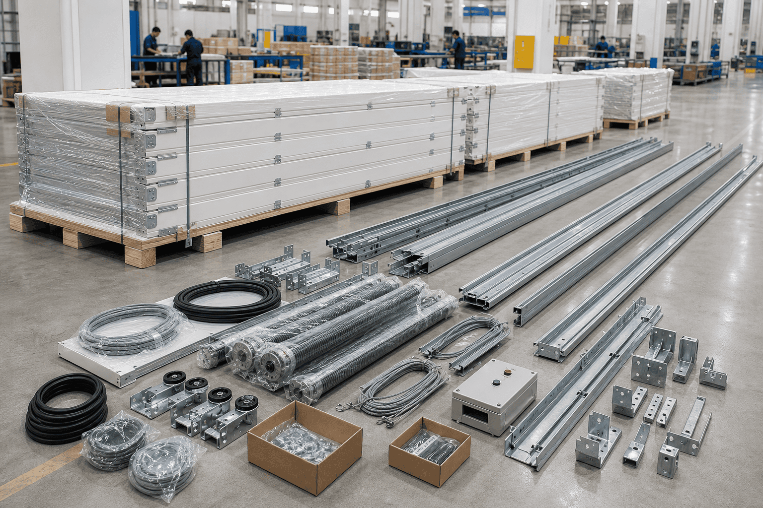 Producción, embalaje y entrega de exportación de puerta seccional de elevación vertical SEPPES